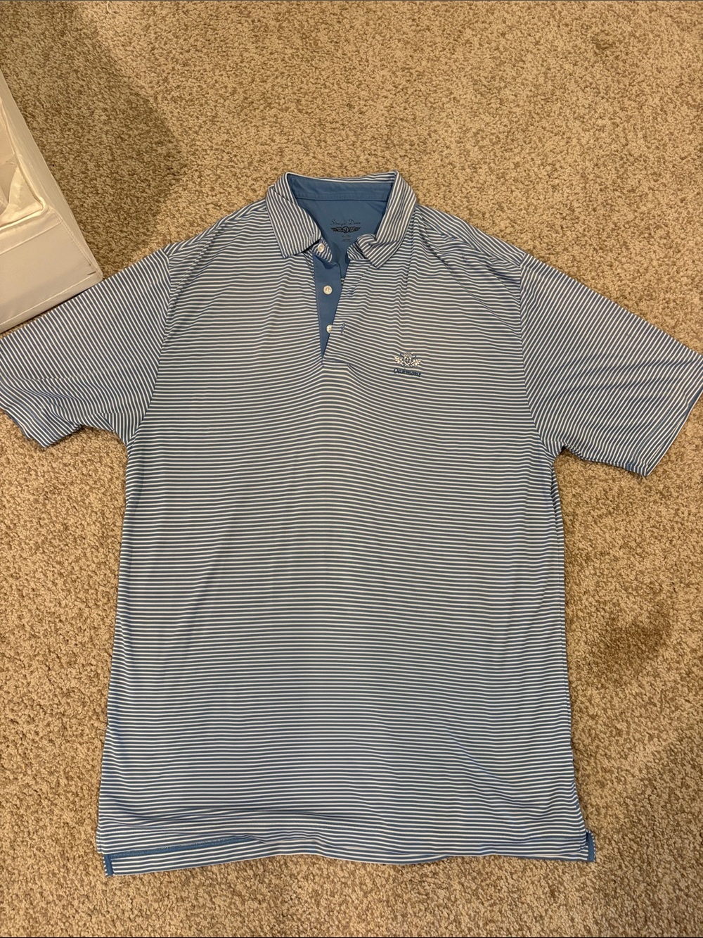 Men's Oakmont Country Club Light Blue Striped Performance Polo